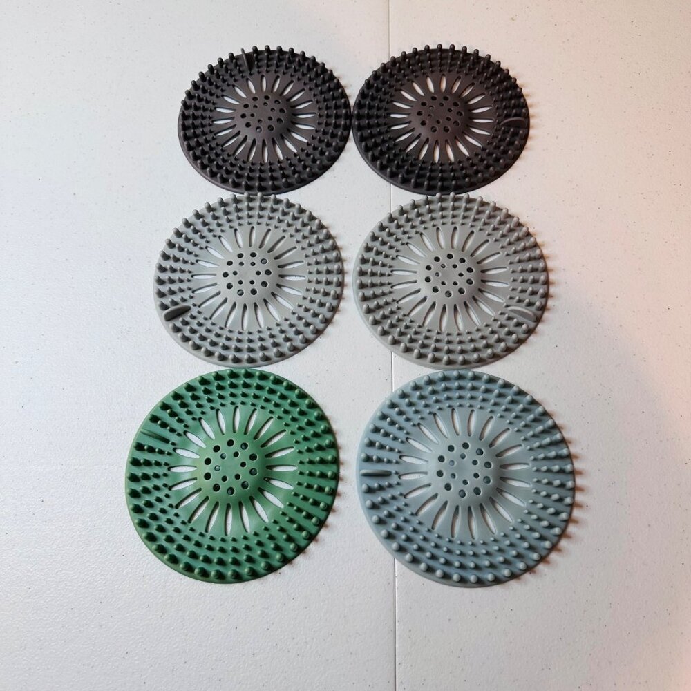Silicone Sink Hair Catcher Drain Covers Set Of 6 - Assorted Colors